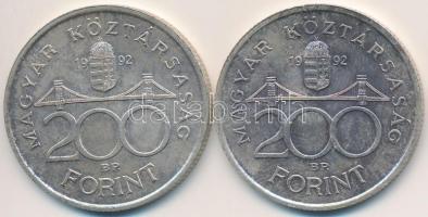 1992. 200Ft Ag "MNB" (2x) T:2 patina, ujjlenyomat