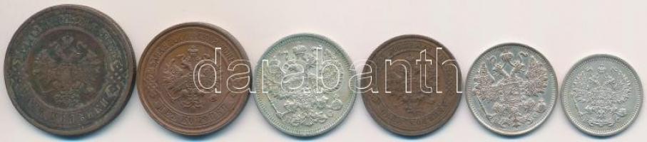 Orosz Birodalom 1916. 1k Cu + 2k Cu + 3k Cu + 10k Ag + 15k Ag + 20k Ag T:2,2-
Russian Empire 1916. ...