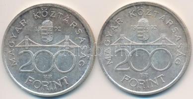 1992. 200Ft Ag "MNB" (2x) T:2 ujjlenyomat, patina