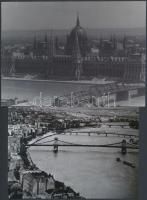 cca 1950 Budapest, Kossuth híd, 3 db fotó, ebből 2 db vintage fotó, 1 db modern nagyítás, 10x14 cm é...