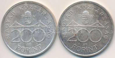 1992. 200Ft Ag "MNB" (2x) T:2 kis patina