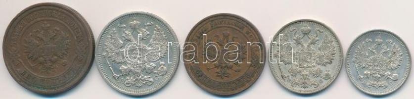 Orosz Birodalom 1915. 1k Cu + 2k Cu + 10k Ag + 15k Ag + 20k Ag T:2,2-
Russian Empire 1915. 1 Kopek ...