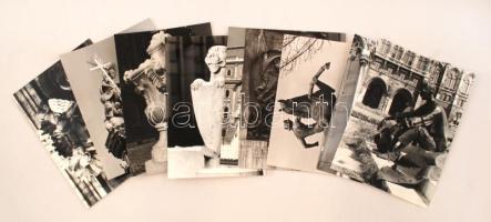 cca 1975 Budapesti szobrok, domborművek, épületdíszek, Balásy Pál hagyatékából 9 db vintage fotó, 24x18 cm