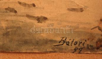 Bátori jelzéssel: Nyúltól megrettent vadász. Akvarell, papír, foltos, 22×18 cm