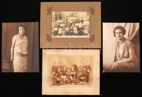 cca 1900-40 Vegyes nagy méretű fotó tétel, 9db különböző méretben és minőségben, 15x12cm és 23x17cm