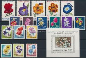 1968-1979 35 Flower stamps + 1 block 1968-1979 35 klf Virág bélyeg, közte teljes sorok + 1 blokk 2 s...