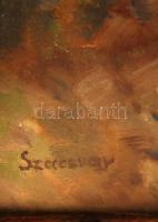 Szacsvay jelzéssel: Csónakos. Olaj, karton, üvegezett keretben, 34×47 cm