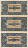 1923. 1000K 3xklf "Magyar Pénzjegynyomda Rt. Budapest" +  "T.W." jelöléssel, nyo...