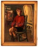 Fáy Dezső (1888-1954): Andris 12 éves korában. Olaj, karton, jelzett, keretben, 43×33 cm