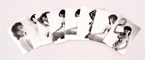 cca 1975 Kalapos produkció, 8 db finoman erotikus vintage fotó, 12x9 cm / 8 erotic photos, 12x9 cm