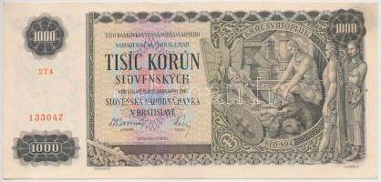 Szlovákia 1940. 1000K T:II- szép papír Slovakia 1940. 1000 Korun C:VF nice paper