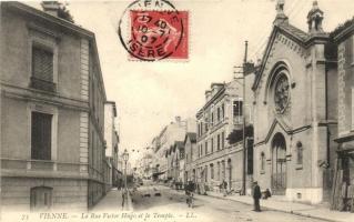 Vienne, La Rue Victor Hugo et le Temple / street with protestant church, TCV card