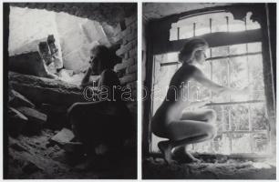 cca 1976 Régi kastély modern úrnője, 7 db finoman erotikus vintage fotó, 12x9 cm / 7 erotic photos, 12x9 cm