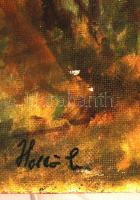 Holló jelzéssel: Fasor. Olaj, farost,  58×77 cm