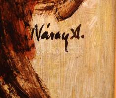 Náray jelzéssel: Hármas portré. Olaj, karton, keretben, 55×66 cm