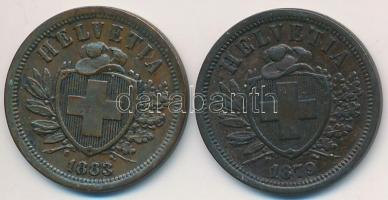 Svájc 1879B-1883B 2r Br (2x) T:2
Switzerland 1879B-1883B 2 Rappen Br (2x) C:XF