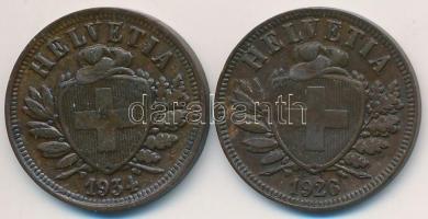 Svájc 1926B-1934B 2r Br (2x) T:2
Switzerland 1926B-1934B 2 Rappen Br (2x) C:XF