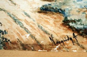 Neogrády jelzéssel: Majorság. Akvarell, papír, üvegezett keretben, 20×29 cm