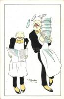 Waitors humour, caricature, M.N. &amp; C. No. 6558. s: Umberto Calamida