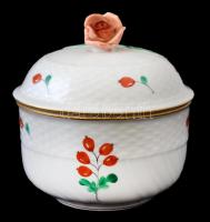 Herendi csipkebogyó mintás nagy tálca, 5 db mokkás csésze és cukortartó, kézzel festett, hibátlan, j...