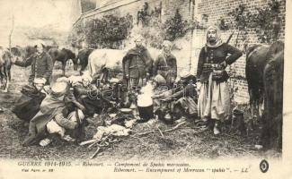 Guerre 1914-1945, Ribécourt, Campement de Spahis maroccains / War of 1914-1915, Encampment of the Morrocan spahis at Ribécourt, French colonial soldiers, WWI (EK)