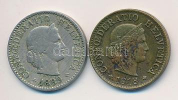 Svájc 1889B-1918B 5r (2x) T:2,2-,3
Switzerland 1889B-1918B 5 Rappen (2x) C:XF,VF,F