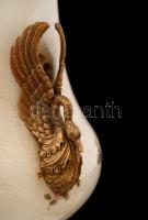 Modern kínai Wong Lee porcelán váza, máz alatt repesztett, kézzel festett, jelzett ("WL 1895&qu...