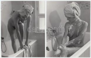 cca 1975 Esti pancsi, 6 db finoman erotikus vintage fotó, 12x9 cm  / 6 erotic photos, 12x9 cm