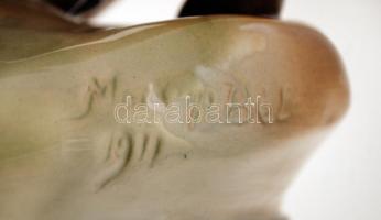 Zsolnay birkózó medvék (Markup Béla), kézzel festett, jelzett, hibátlan, m:30 cm/
Handpainted Zsoln...