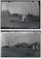 cca 1935 Gr. Teleki József birtokán gőzgéppel hajtott cséplőgép, Lőcsei Árpád kecskeméti vándorfényk...