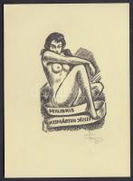 Várkonyi Károly (1910-?): Sexlibris 1975. Linó, papír, jelzett, 14×11 cm