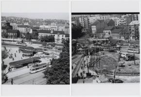 cca 1972 Budapest, Moszkva téri változások, 4 db korabeli negatív modern nagyítása 13x18 cm-es fotóp...