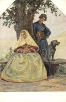 Waiting for an Answer / Russian art postcard, T.S.N. R.M. No. 179. s: S. Solomko