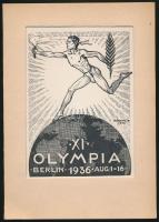 1936 XI. Olympia, Berlin, Márton nyomtatvány paszpartuban, 15x11cm