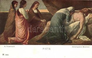 Pieta, Jesus Christ, religious art postcard, F. A. Ackermanns Kunstverlag Universal Galerie Serie 272. s: A. Feuerbach