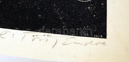 Török Endre (1926-1980): Mutatványosok. Llinó, papír, jelzett, 27×39 cm