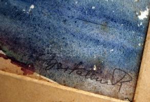 Bertalan Rózsa (1900-1987): Mosó nő. Akvarell, papír, foltos, 20×28 cm