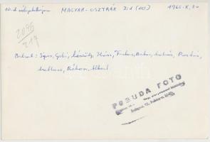 1966 Magyar-Osztrák foci meccs (Gelei, Bakos, Mészöly, Ihász, stb.), 3:1, Pobuda fotó, 12x18cm