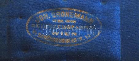 Régi mérőeszköz készlet (5db) eredeti dobozában, jelzett (Joh. Groenemann Wien), 13×6 cm