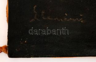 Olvashatatlan jelzéssel: Mauzóleum a tó partján. Olaj, vászon, 59×79 cm