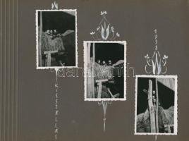 1938-1940 Családi életképek Aquincumról, Hegyeshalomról, Kisszállásról, 3 db albumlapra ragasztott 2...