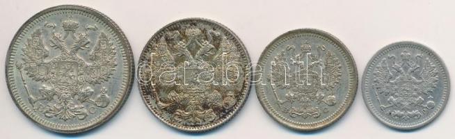 Orosz Birodalom 1902. 5k Ag + 1916. 10k Ag + 15k Ag + 20k Ag T:2,2-
Russian Empire 1902. 5 Kopeks A...