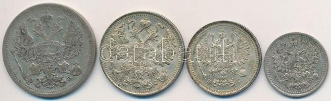 Orosz Birodalom 1888. 5k Ag + 1907. 20k Ag + 1916. 10k Ag + 15k Ag T:2,2-
Russian Empire 1888. 5 Ko...
