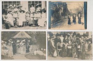 cca 1910-20 Vegyes fotó tétel, nagyrészt Velence és Lido di Venezia, 13db kartonra kasírozva, 8x11cm...