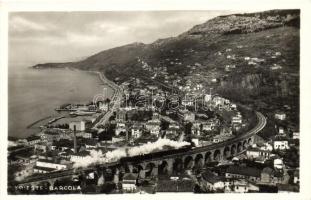 Trieste, Barcola; railway viaduct with locomotive