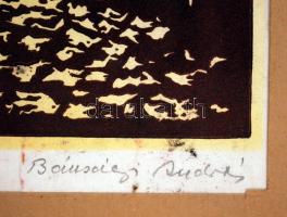 Bánsági András (1934-1993): Tabán (Holdvilág utca). Linó, papír, jelzett, üvegezett keretben, kis sz...