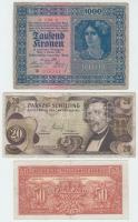 Ausztria 1916. 1K (2x) + 1922. 20K + 1000K + 1944. 50gr + 1967. 20Sch T:I-,III
Austria 1916. 1 Kron...