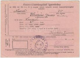 1934 Haszonállatvizsgálati Igazolvány, 2 éves Lengyel nevű lóról kiállítva, 10x14cm
