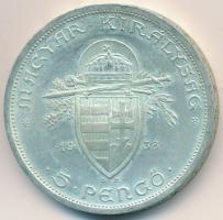 1938. 5P Ag "Szent István" T:2 kis ph., patina 
Adamo P8.1