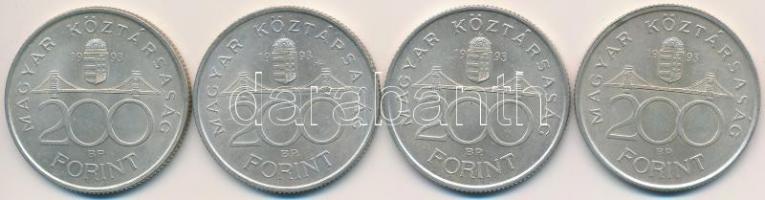 1993. 200Ft Ag "MNB" (4x) T:2